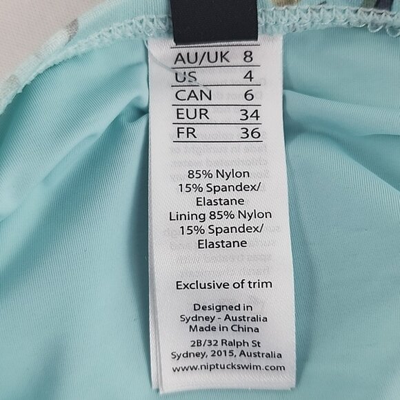 NIPTUCK SWIM Women's Baby Blue White Floral Print Bikini Bottom Size 4 - Picture 7 of 11